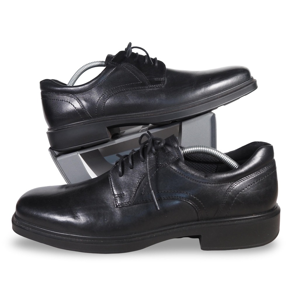 ECCO Mens 45 US 11-11.5 Black Leather Plain Toe Derby Dress Shoes Comfort